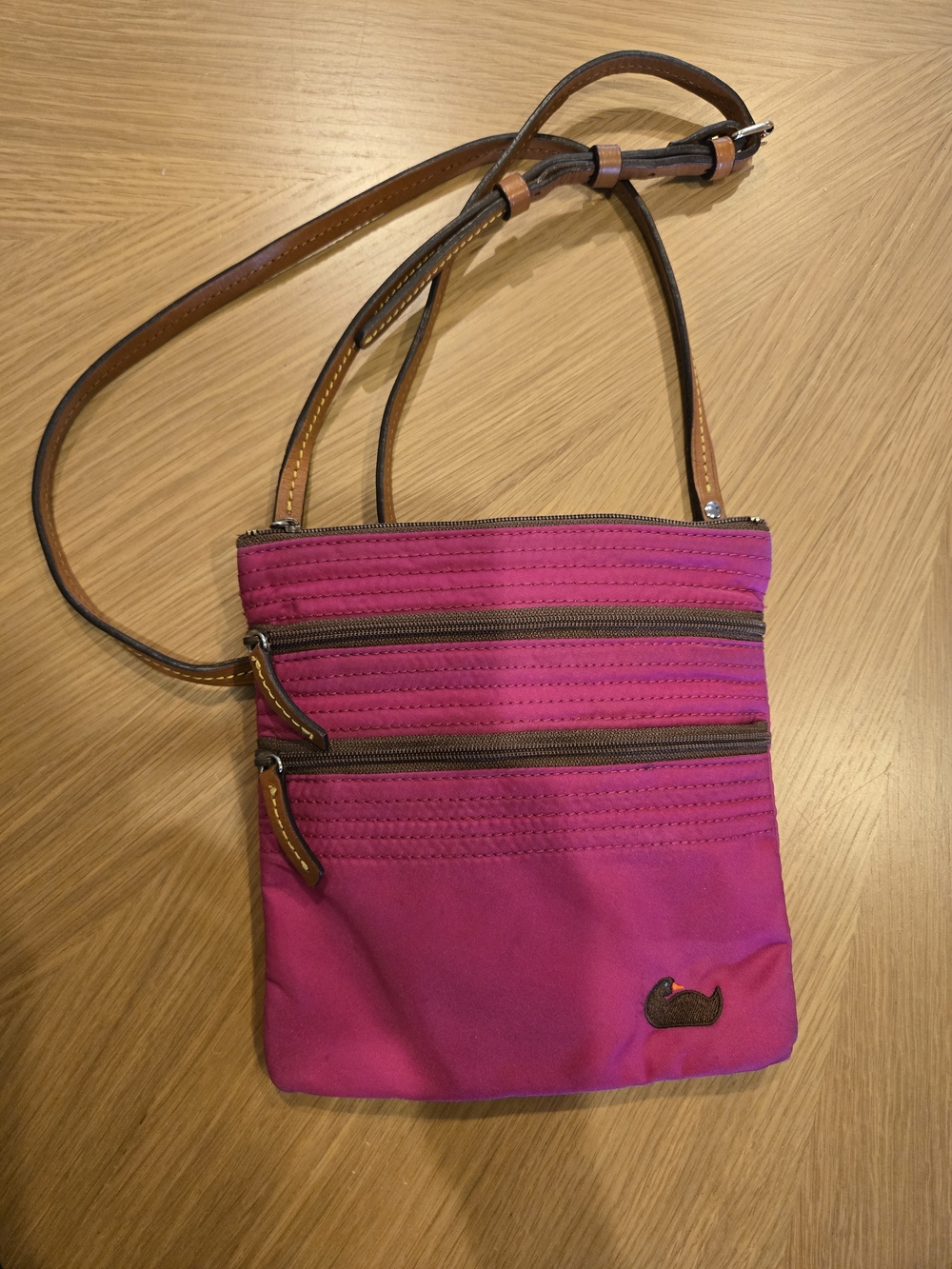 Dooney & Bourke Magenta  Nylon North South Triple Zip